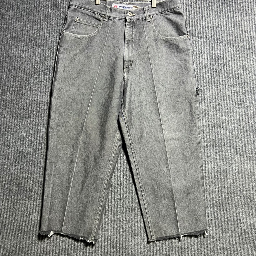 Vintage Anchor Blue Carpenter Jeans Mens 38x30 Grey Baggy Raw Hem Y2K Skater